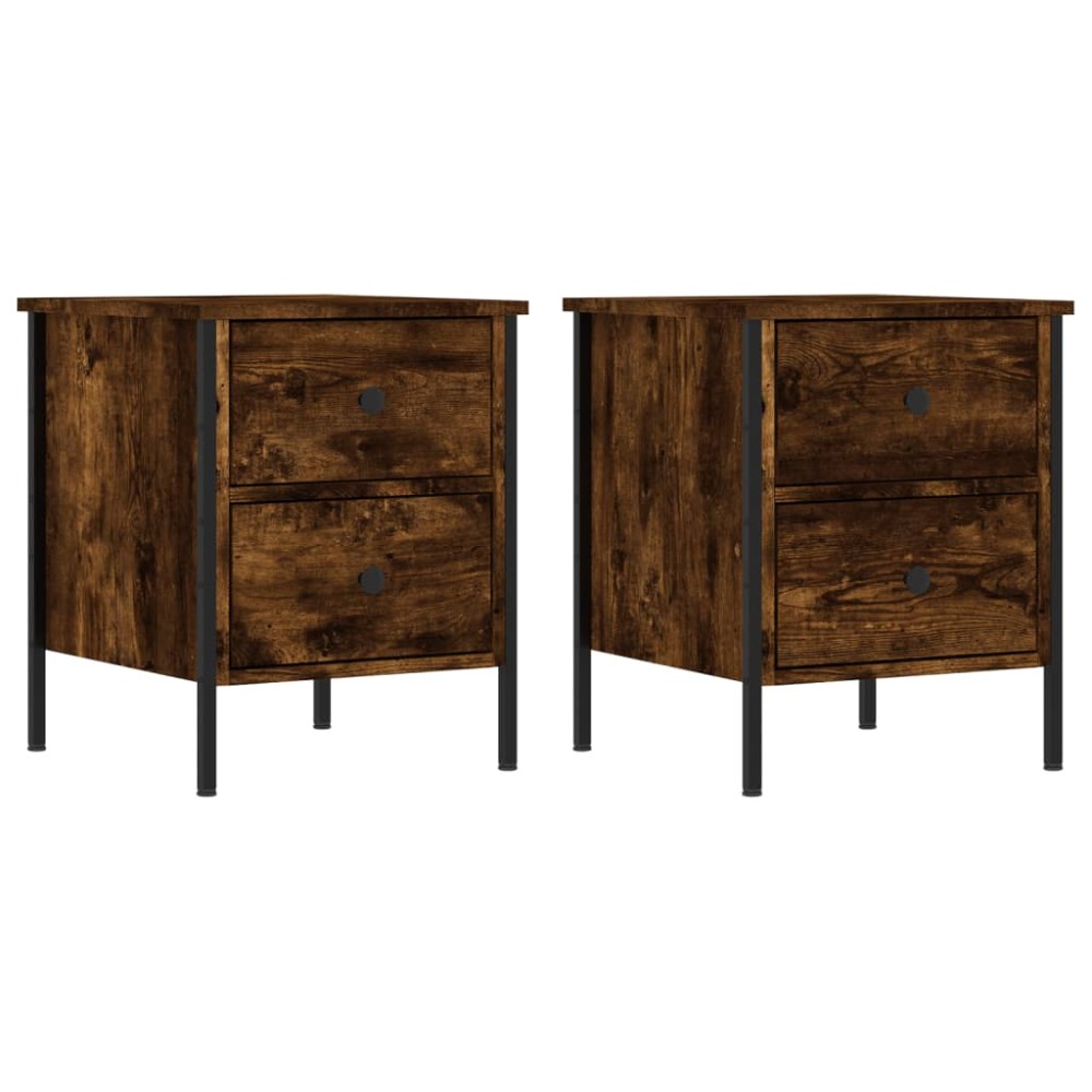 vidaXL Κομοδίνα 2 τεμ. Καπνιστή Δρυς 40x42x50 εκ. Επεξεργασμένο Ξύλο