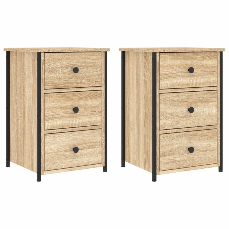 vidaXL Κομοδίνα 2 τεμ. Sonoma Δρυς 40 x 36 x 60 εκ. Επεξεργασμένο Ξύλο