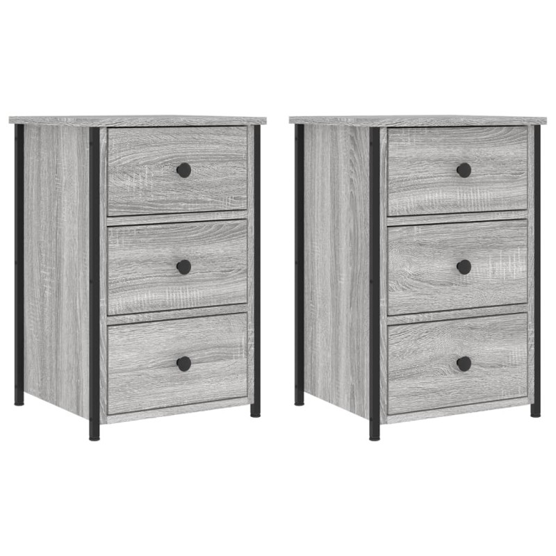 vidaXL Κομοδίνα 2 τεμ. Γκρι Sonoma 40x36x60 εκ. από Επεξεργασμένο Ξύλο