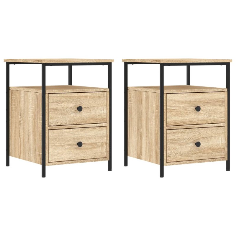 vidaXL Κομοδίνα 2 τεμ. Sonoma Δρυς 44x45x60 εκ. από Επεξεργασμένο Ξύλο