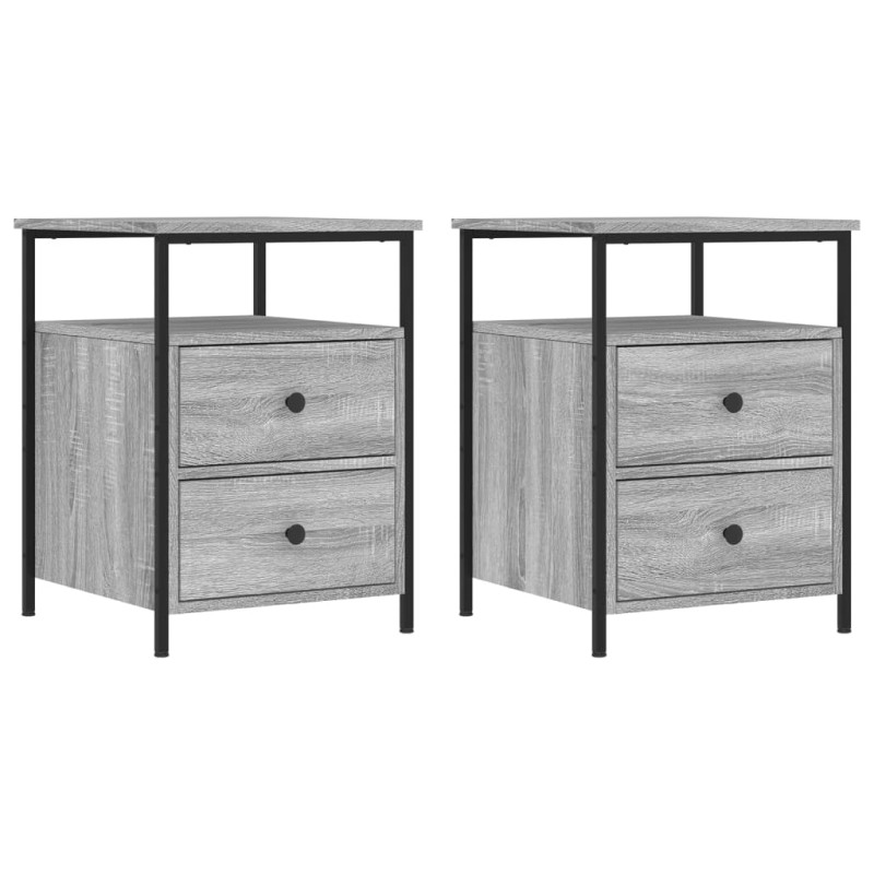vidaXL Κομοδίνα 2 τεμ. Γκρι Sonoma 44x45x60 εκ. από Επεξεργασμένο Ξύλο
