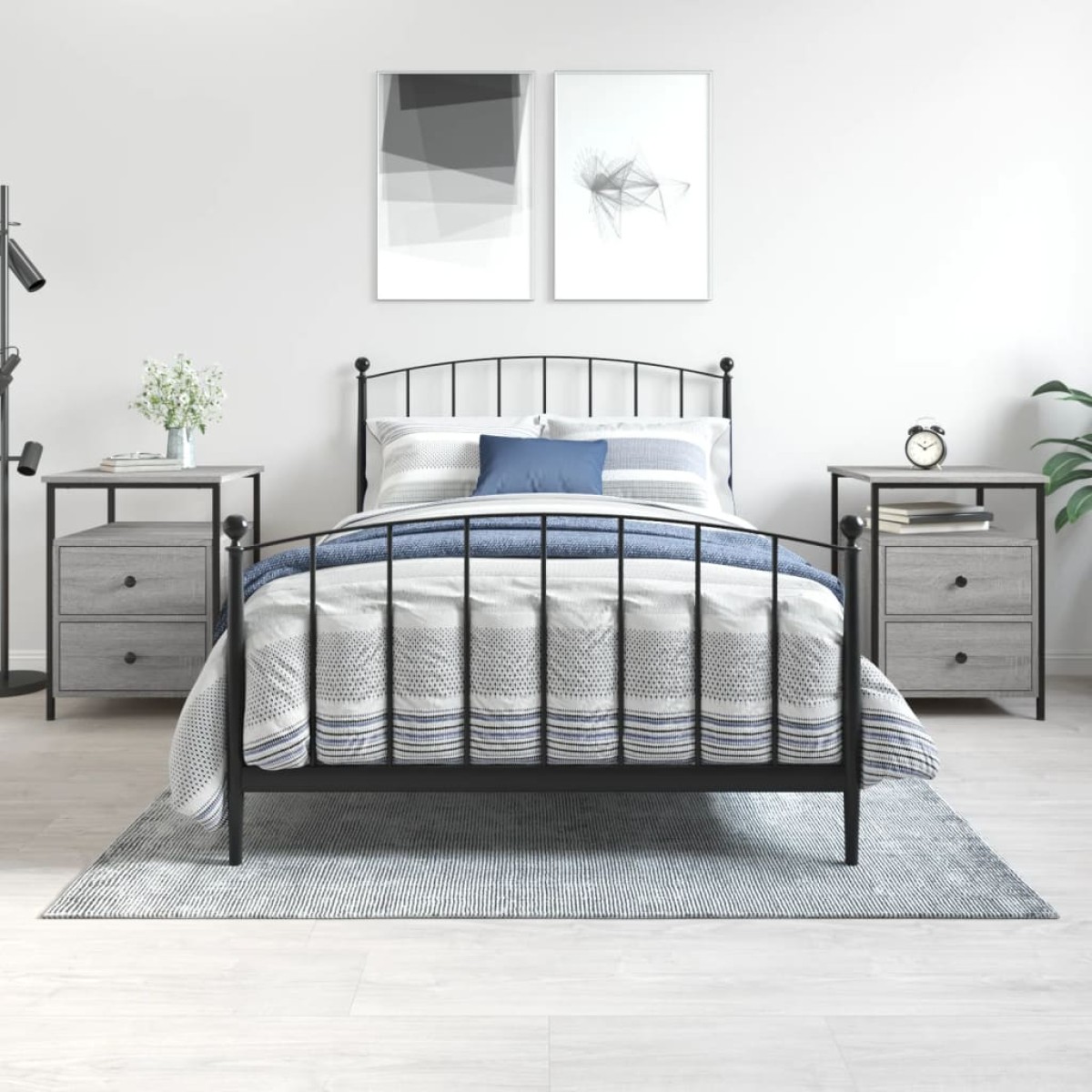 vidaXL Κομοδίνα 2 τεμ. Γκρι Sonoma 44x45x60 εκ. από Επεξεργασμένο Ξύλο