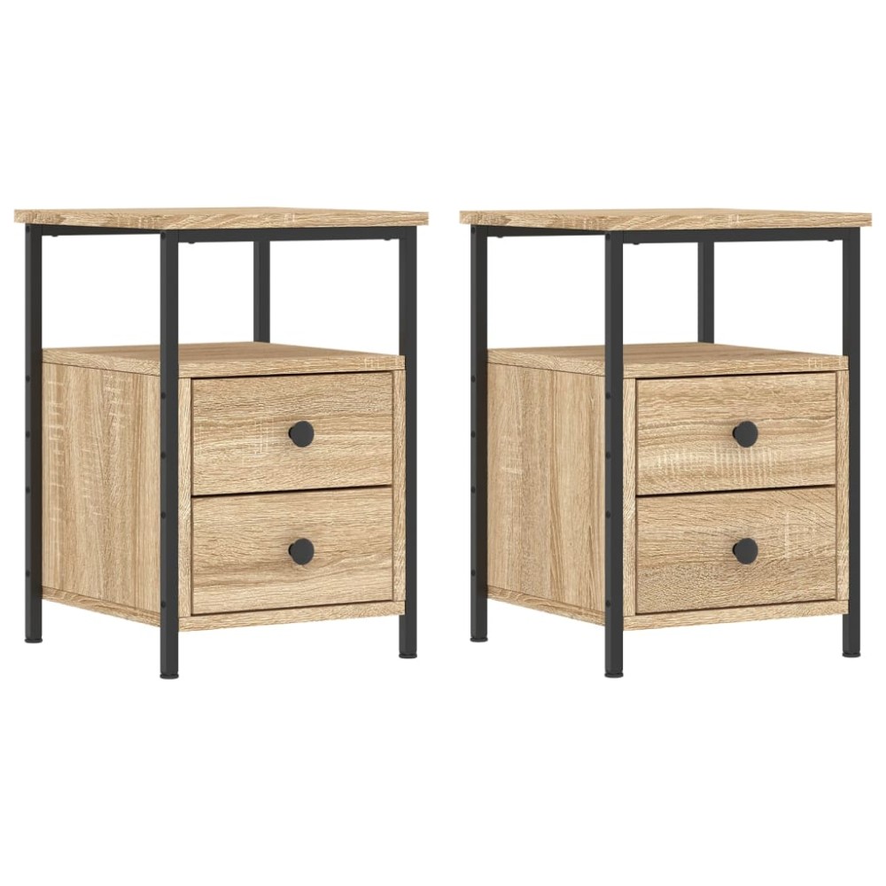 vidaXL Κομοδίνα 2 τεμ. Sonoma Δρυς 34x35,5x50 εκ. Επεξεργασμένο Ξύλο