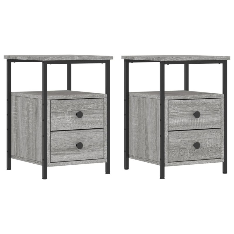 vidaXL Κομοδίνα 2 τεμ. Γκρι Sonoma 34 x 35,5 x 50 εκ. Επεξεργ. Ξύλο