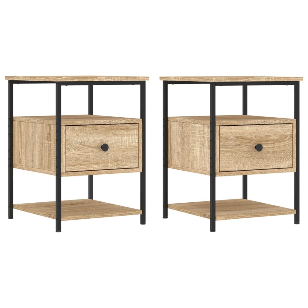 vidaXL Κομοδίνα 2 τεμ. Sonoma Δρυς 40 x 42 x 56 εκ. από Επεξεργ. Ξύλο