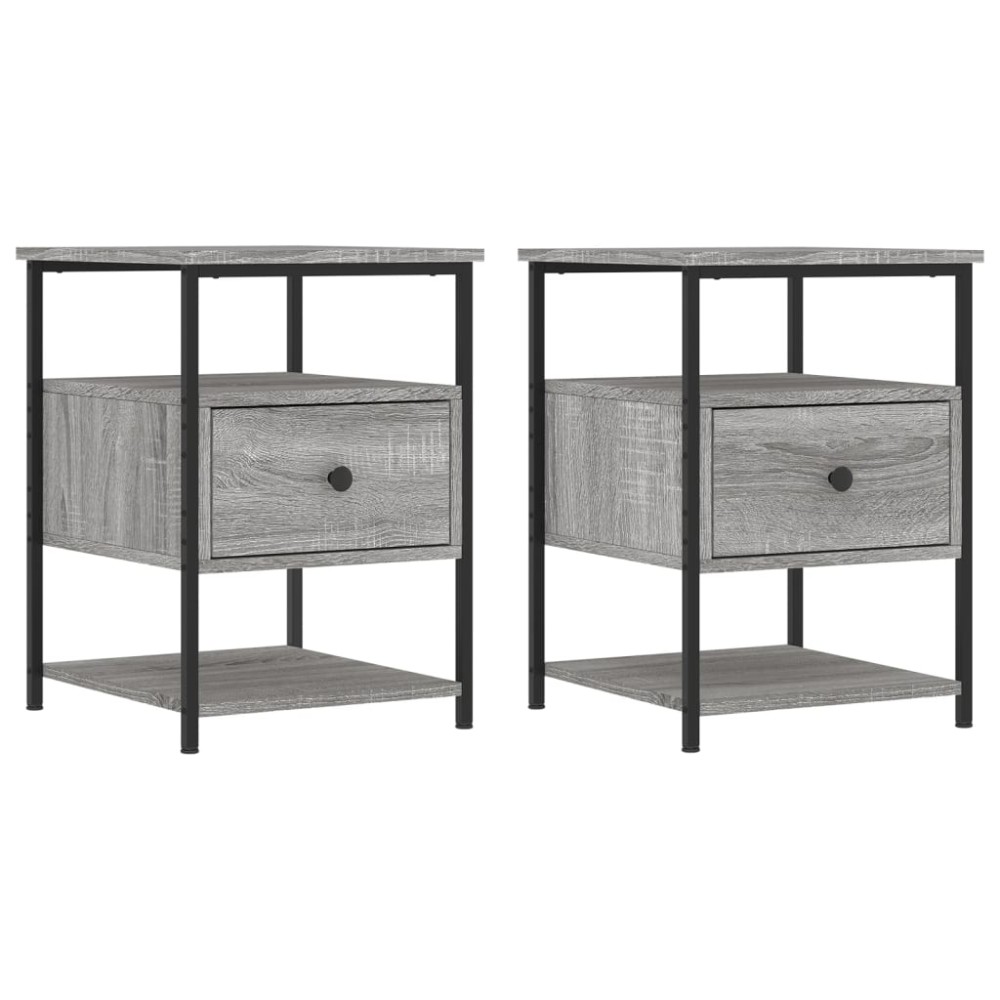 vidaXL Κομοδίνα 2 τεμ. Γκρι Sonoma 40 x 42 x 56 εκ. από Επεξεργ. Ξύλο