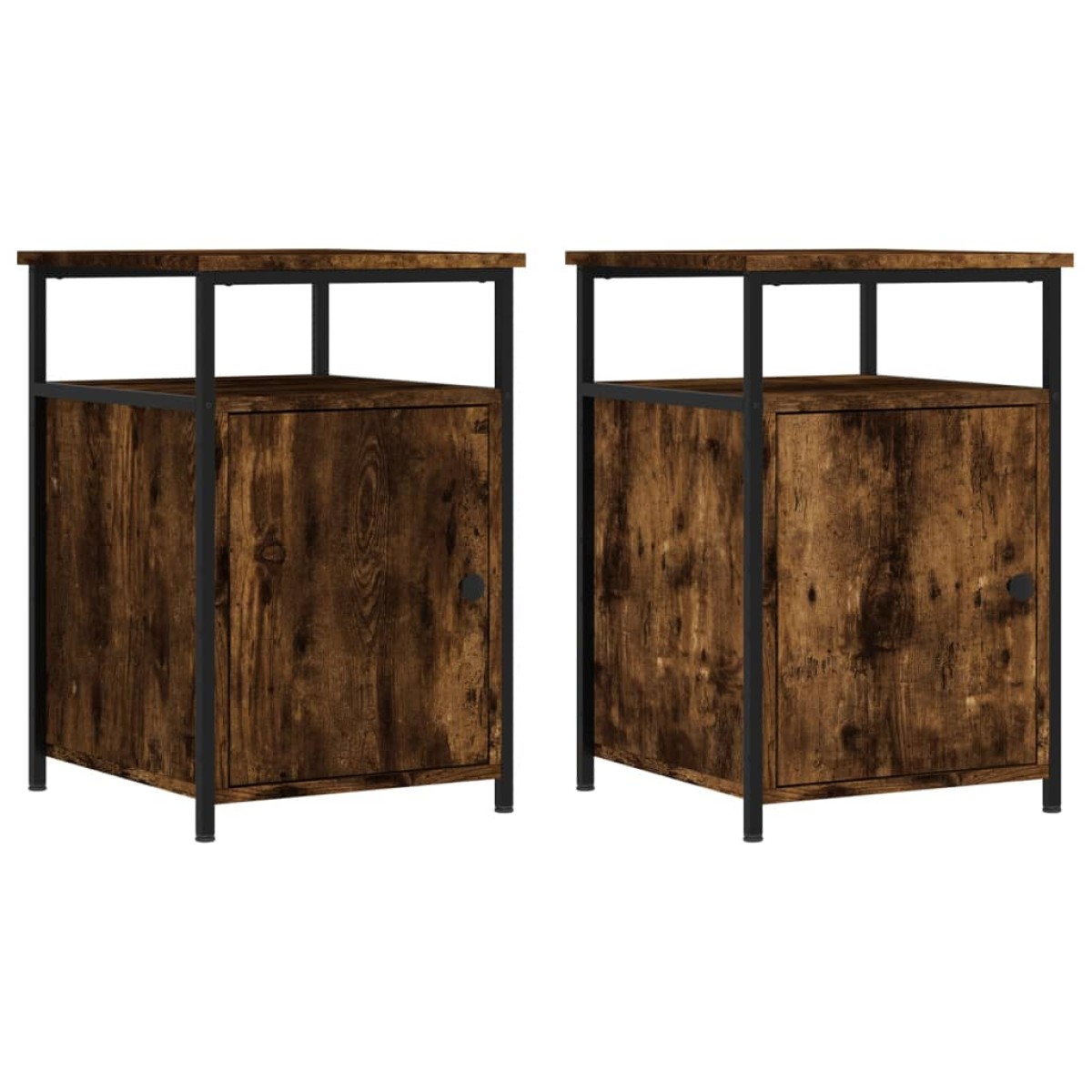 vidaXL Κομοδίνα 2 τεμ. Καπνιστή Δρυς 40x42x60 εκ. από Επεξεργ. Ξύλο