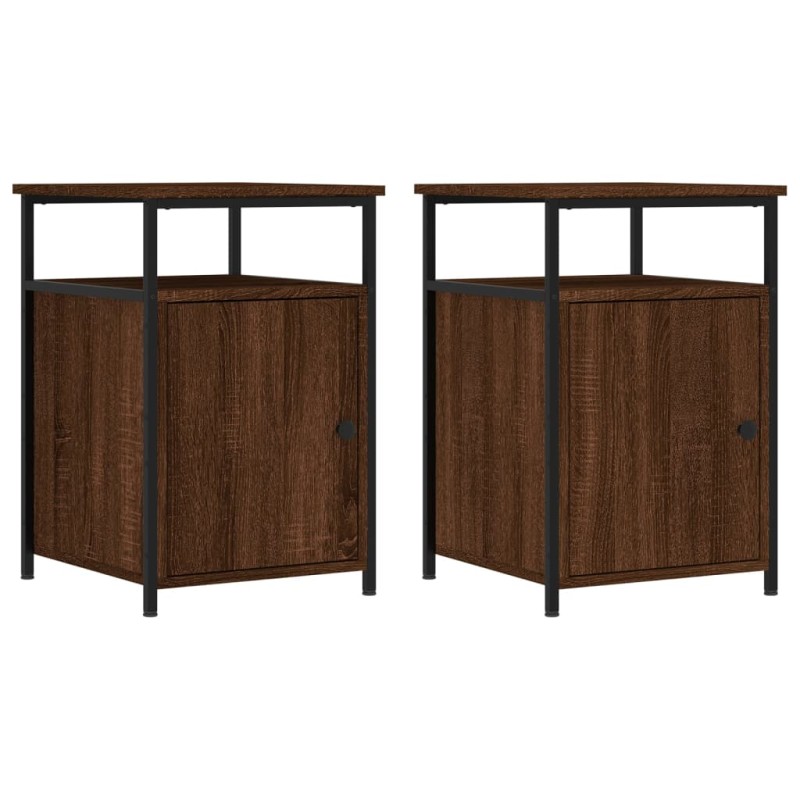 vidaXL Κομοδίνα 2 τεμ. Καφέ Δρυ 40x42x60 εκ. από Επεξεργ. Ξύλο