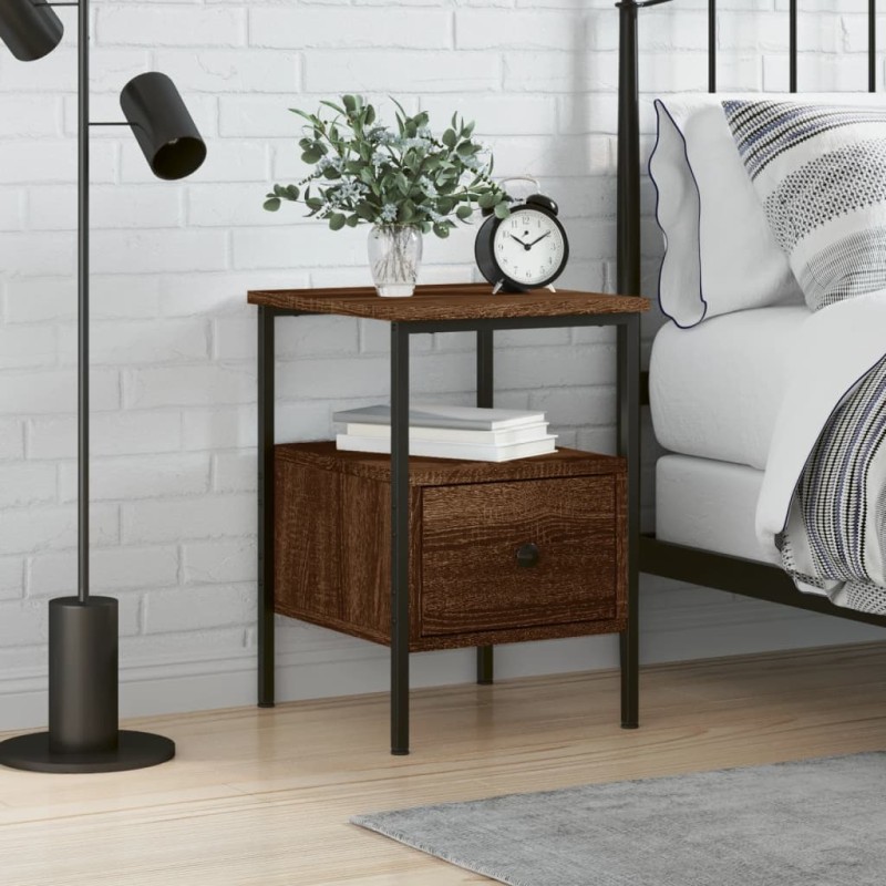 vidaXL Κομοδίνο Καφέ Δρυς 34 x 36 x 50 εκ. από Επεξεργασμένο Ξύλο