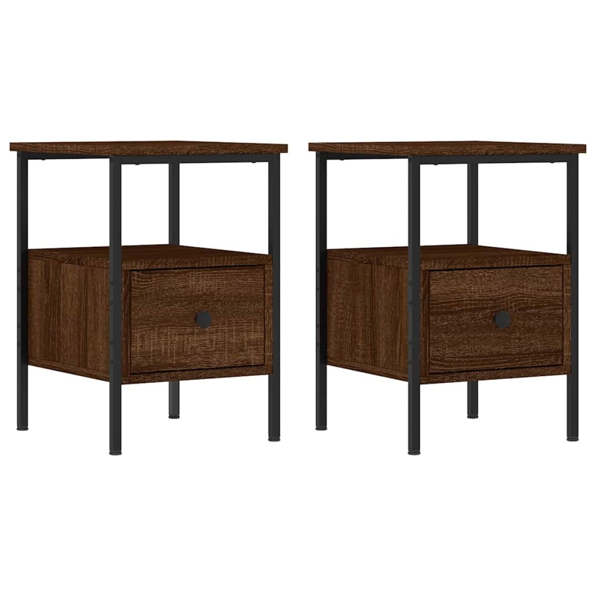 vidaXL Κομοδίνα 2 τεμ. Καφέ Δρυς 34 x 36 x 50 εκ. Επεξεργασμένο Ξύλο