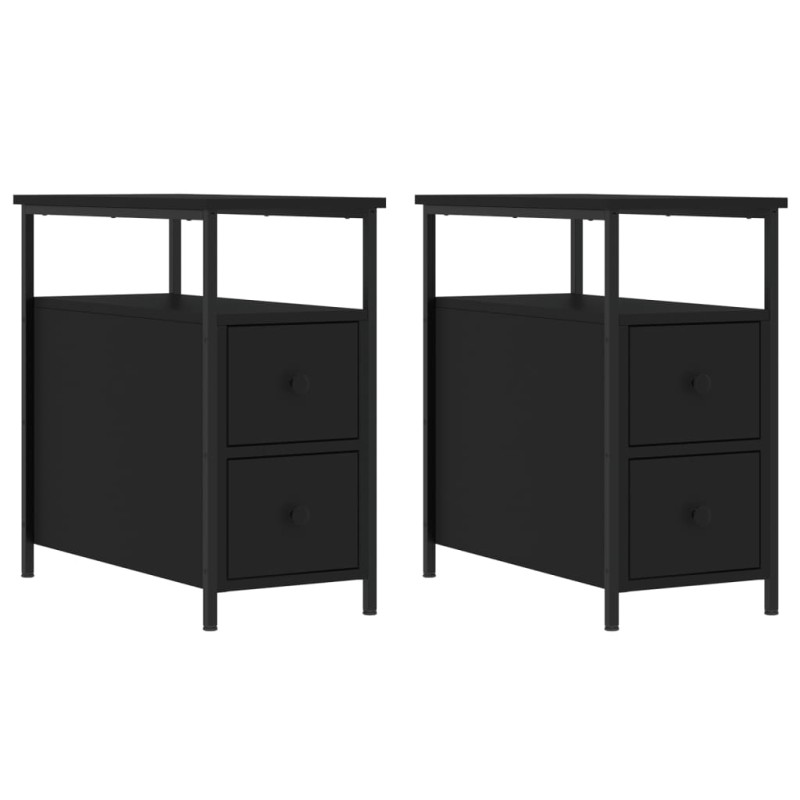 vidaXL Κομοδίνα 2 τεμ. Μαύρα 30 x 60 x 60 εκ. από Επεξεργασμένο Ξύλο
