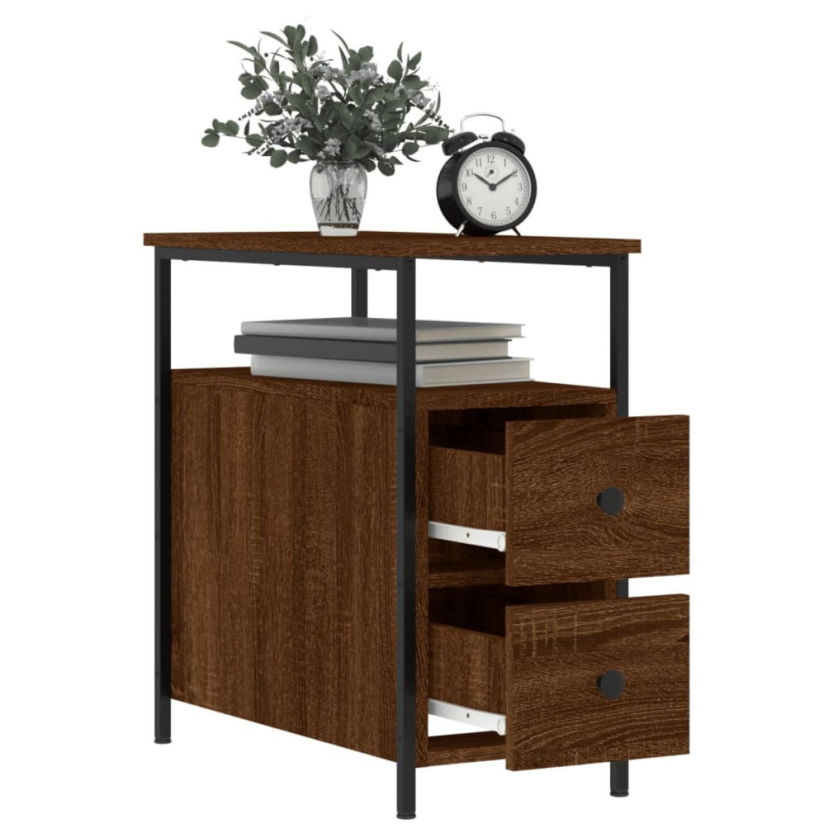 vidaXL Κομοδίνα 2 τεμ. Καφέ Δρυς 30 x 60 x 60 εκ. από Επεξεργ. Ξύλο