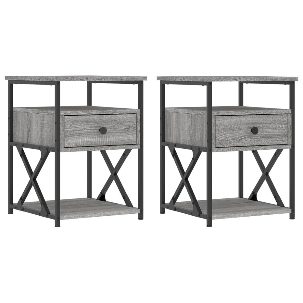 vidaXL Κομοδίνα 2 τεμ. Γκρι Sonoma 40x42x55 εκ. από Επεξεργασμένο Ξύλο
