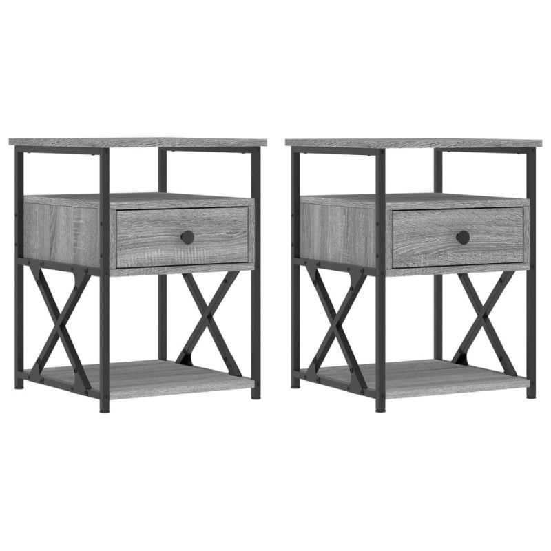 vidaXL Κομοδίνα 2 τεμ. Γκρι Sonoma 40x42x55 εκ. από Επεξεργασμένο Ξύλο