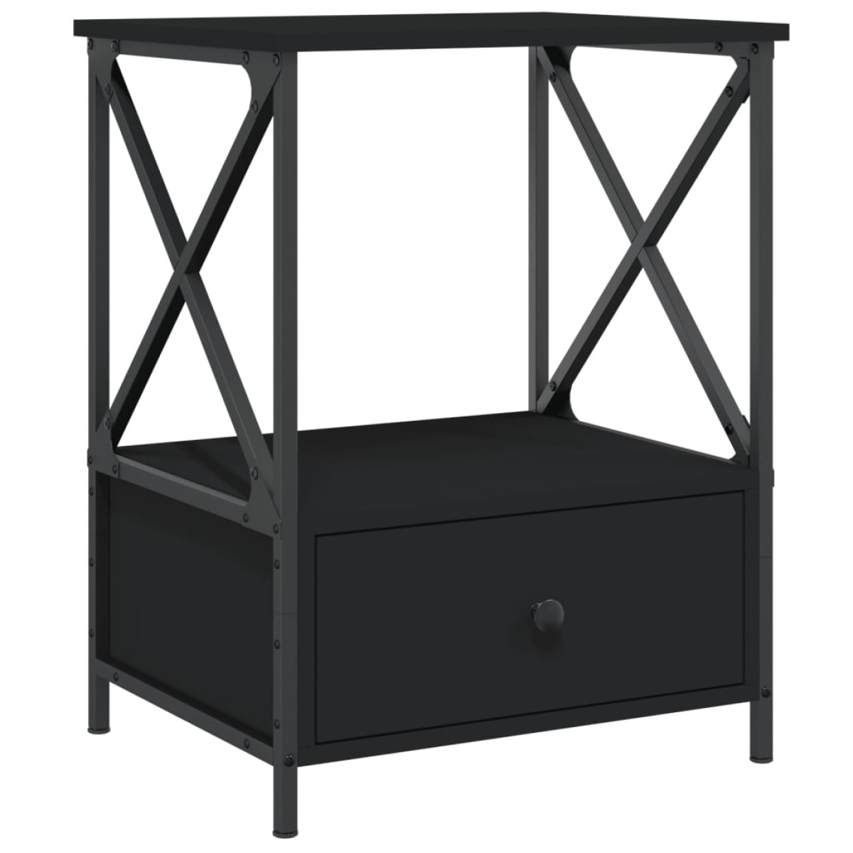 vidaXL Κομοδίνα 2 τεμ. Μαύρα 50 x 41 x 65 εκ. από Επεξεργασμένο Ξύλο