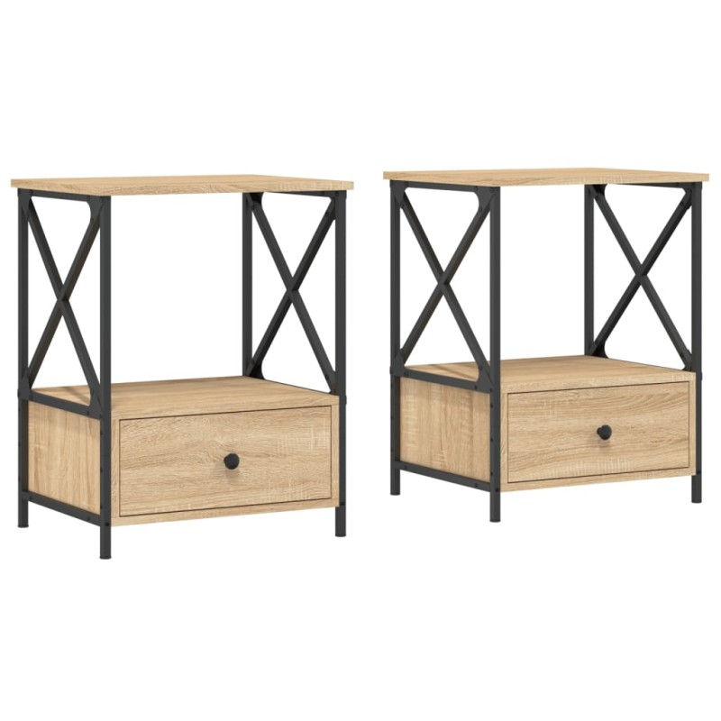 vidaXL Κομοδίνα 2 τεμ. Sonoma Δρυς 50x41x65 εκ. από Επεξεργασμένο Ξύλο