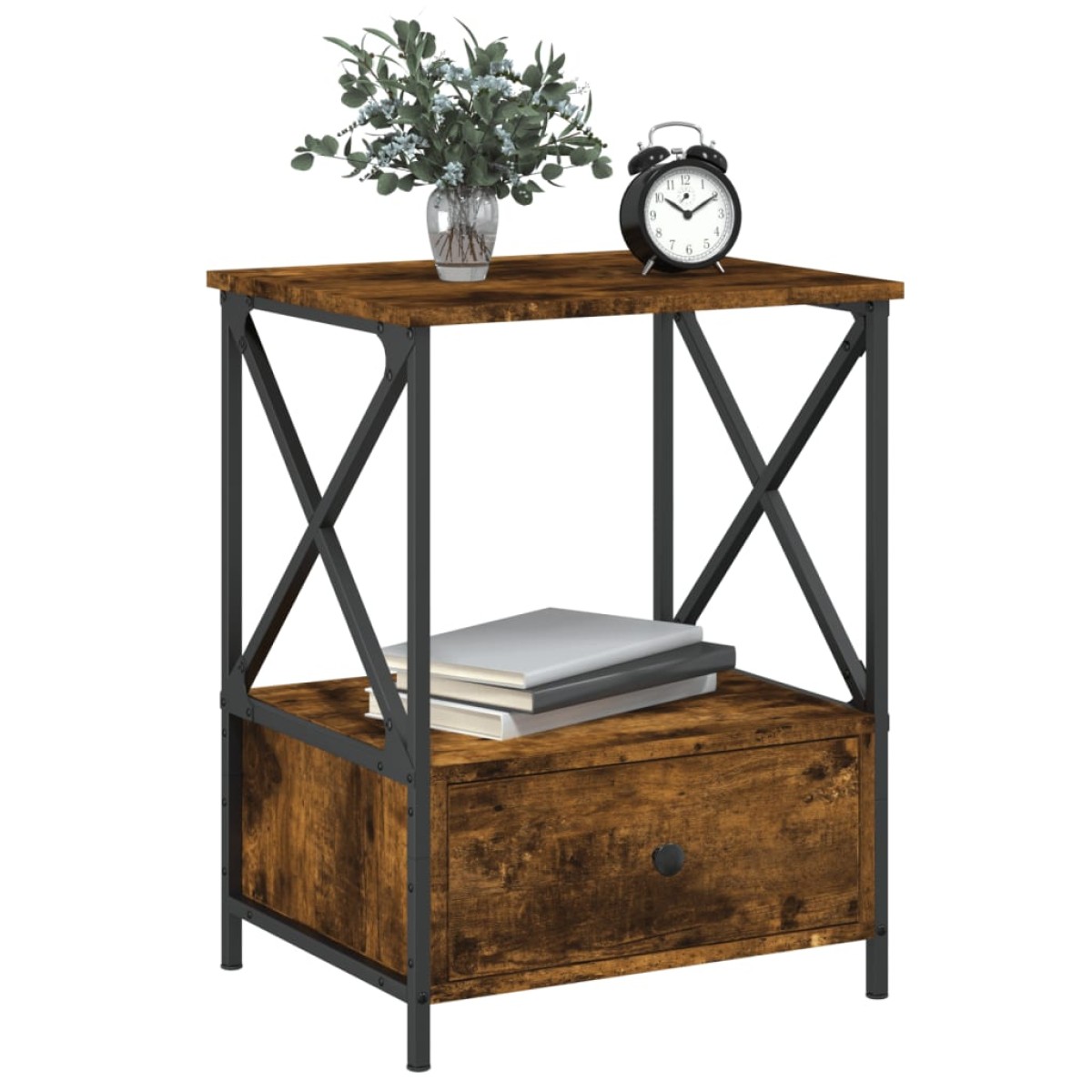 vidaXL Κομοδίνα 2 τεμ Καπνιστή Δρυς 50x41x65 εκ. Επεξεργασμένο Ξύλο