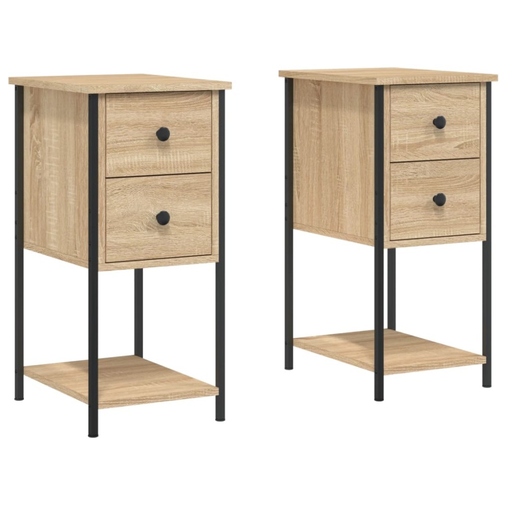 vidaXL Κομοδίνα 2 Τεμ. Sonoma Δρυς 32x42x70 εκ. από Επεξεργασμένο Ξύλο
