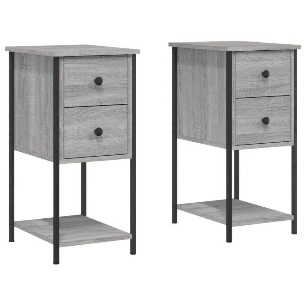 vidaXL Κομοδίνα 2 τεμ. Γκρι Sonoma 32x42x70 εκ. από Επεξεργασμένο Ξύλο
