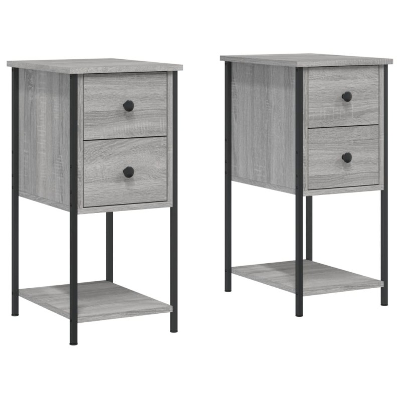 vidaXL Κομοδίνα 2 τεμ. Γκρι Sonoma 32x42x70 εκ. από Επεξεργασμένο Ξύλο