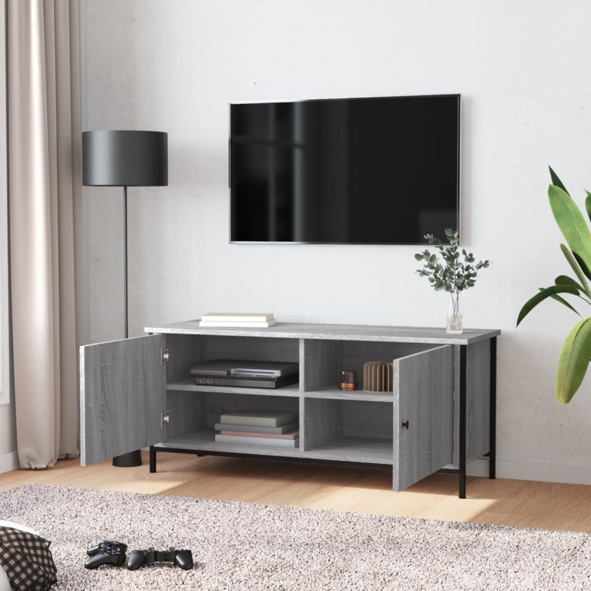 vidaXL Έπιπλο Τηλεόρασης με Πόρτες Γκρι Sonoma 102x35x45 εκ Επεξ. Ξύλο