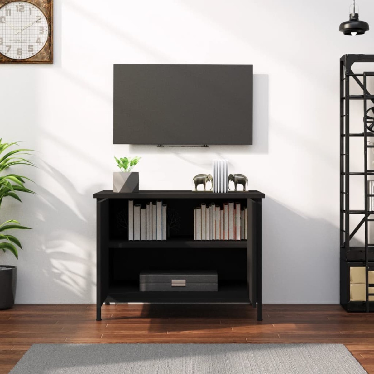 vidaXL Έπιπλο Τηλεόρασης με Πόρτες Μαύρο 60 x 35 x 45 εκ. Επεξ. Ξύλο