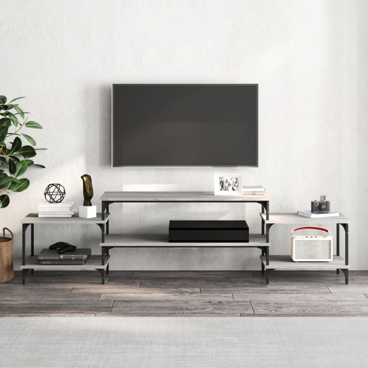 vidaXL Έπιπλο Τηλεόρασης Γκρι Sonoma 197x35x52 εκ. Επεξεργασμένο Ξύλο