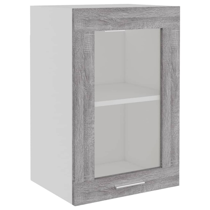 vidaXL Κρεμαστό Γυάλινο Ντουλάπι "Lyon" Γκρι Sonoma 40x31x60 εκ. από Τεχνητό Ξύλο
