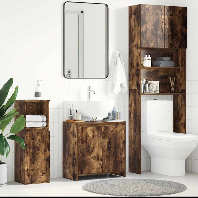 vidaXL Ντουλάπι Μπάνιου Καπνιστή Δρυς 60x33x61 εκ. Επεξεργασμένο Ξύλο