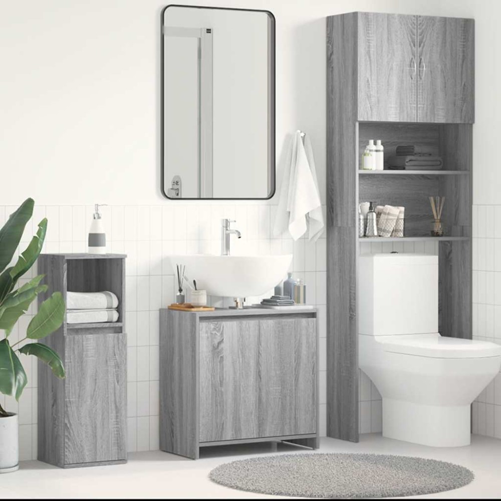 vidaXL Ντουλάπι Μπάνιου Γκρι Sonoma 60x33x61 εκ. Επεξεργασμένο Ξύλο