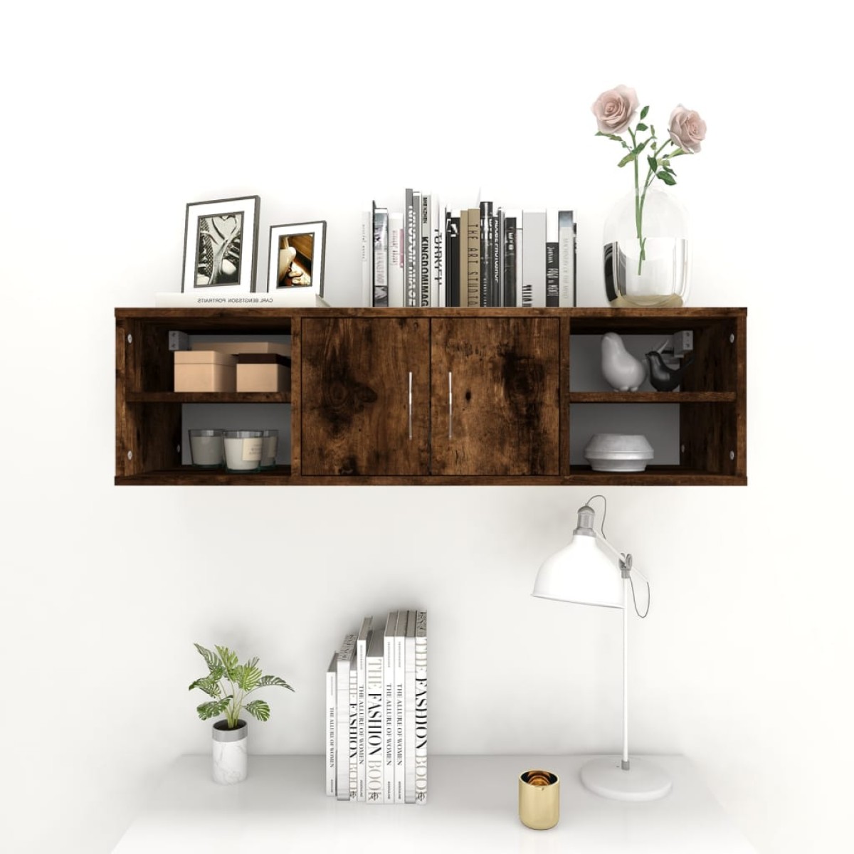 vidaXL Ραφιέρα Τοίχου Καπνιστή Δρυς 102x30x29 εκ. Επεξεργασμένο Ξύλο