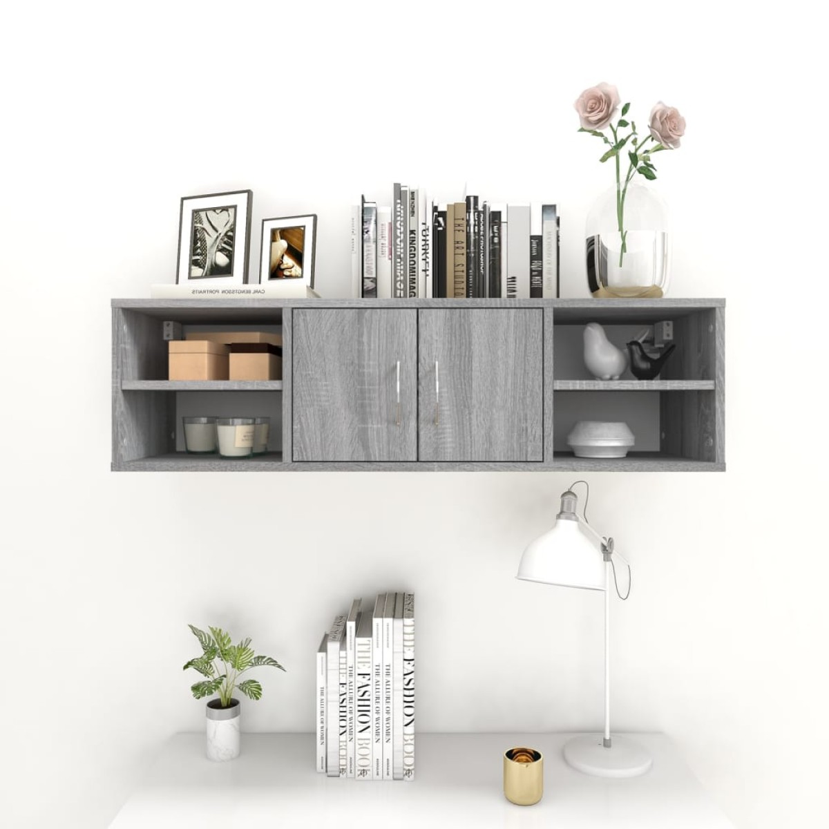 vidaXL Ραφιέρα Τοίχου Γκρι Sonoma 102x30x29 εκ. Επεξεργασμένο Ξύλο