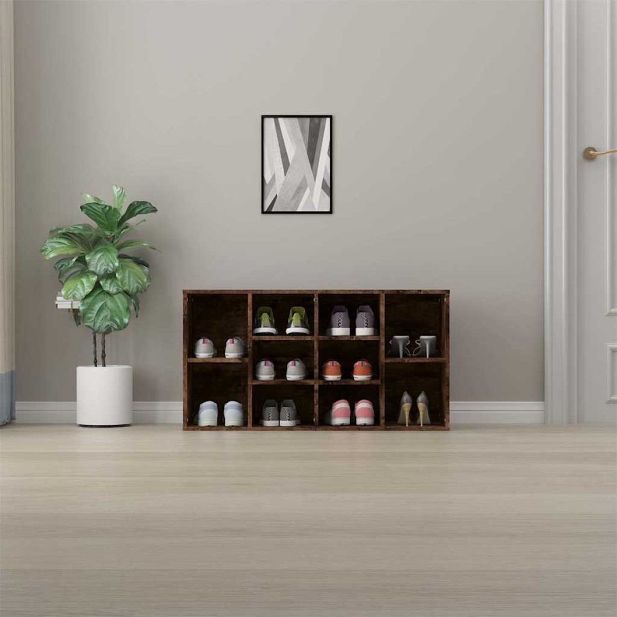 vidaXL Παπουτσοθήκη Καπνιστή Δρυς 103x30x54,5 εκ. Επεξεργασμένο Ξύλο