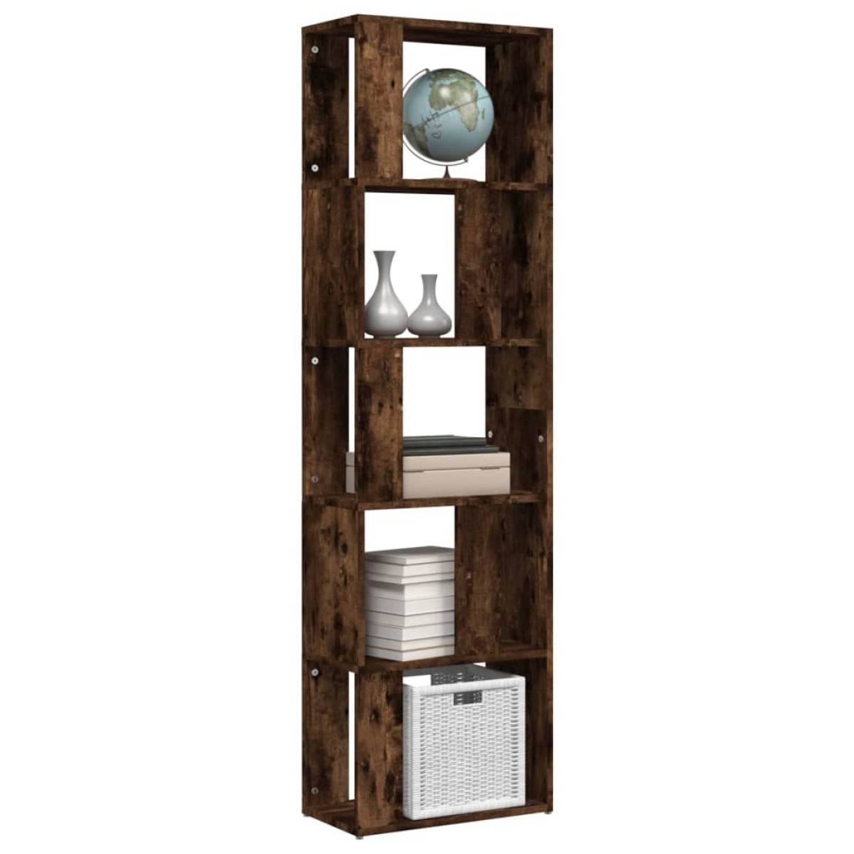 vidaXL Βιβλιοθήκη Καπνιστή Δρυς 45 x 24 x 160 εκ. Επεξεργασμένο Ξύλο