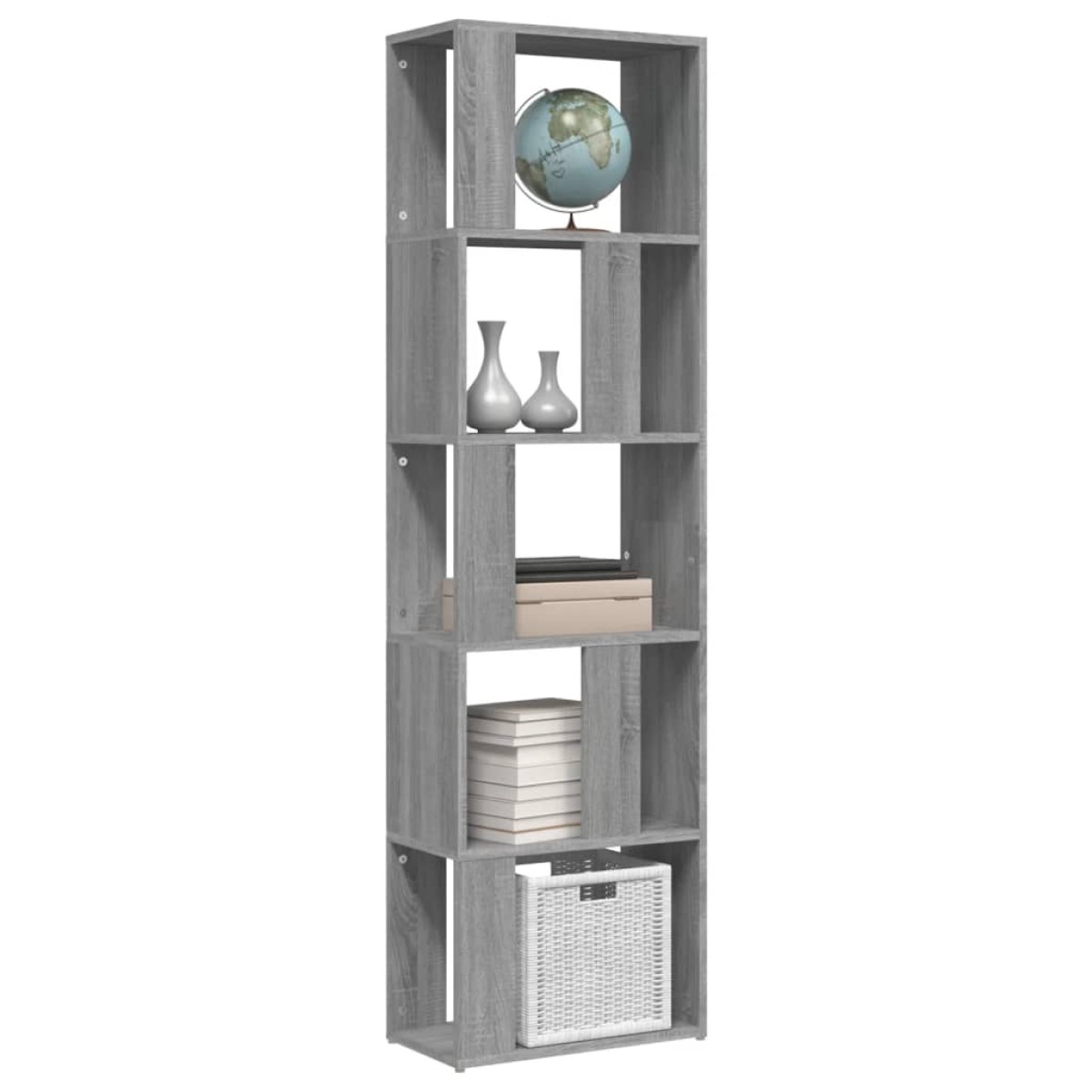 vidaXL Βιβλιοθήκη Γκρι Sonoma 45 x 24 x 160 εκ. από Επεξεργασμένο Ξύλο