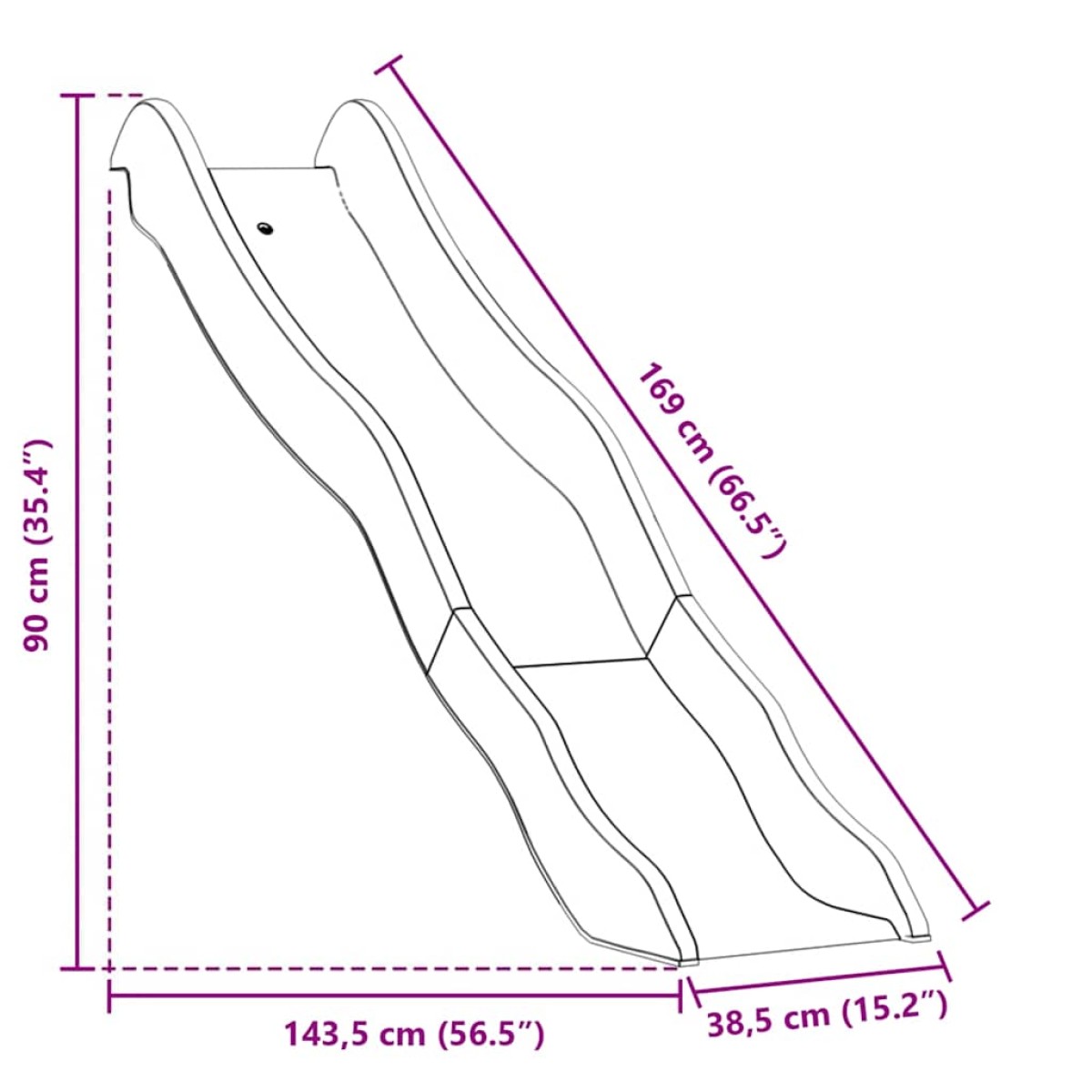 vidaXL Τσουλήθρα Μπλε 174 x 38 εκ. από Πολυπροπυλένιο