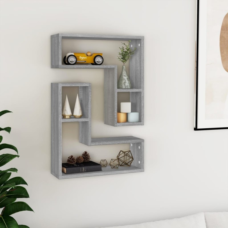 vidaXL Ραφιέρες Τοίχου 2 τεμ. Γκρι Sonoma 50  x 15 x 50 εκ. Επεξ. Ξύλο