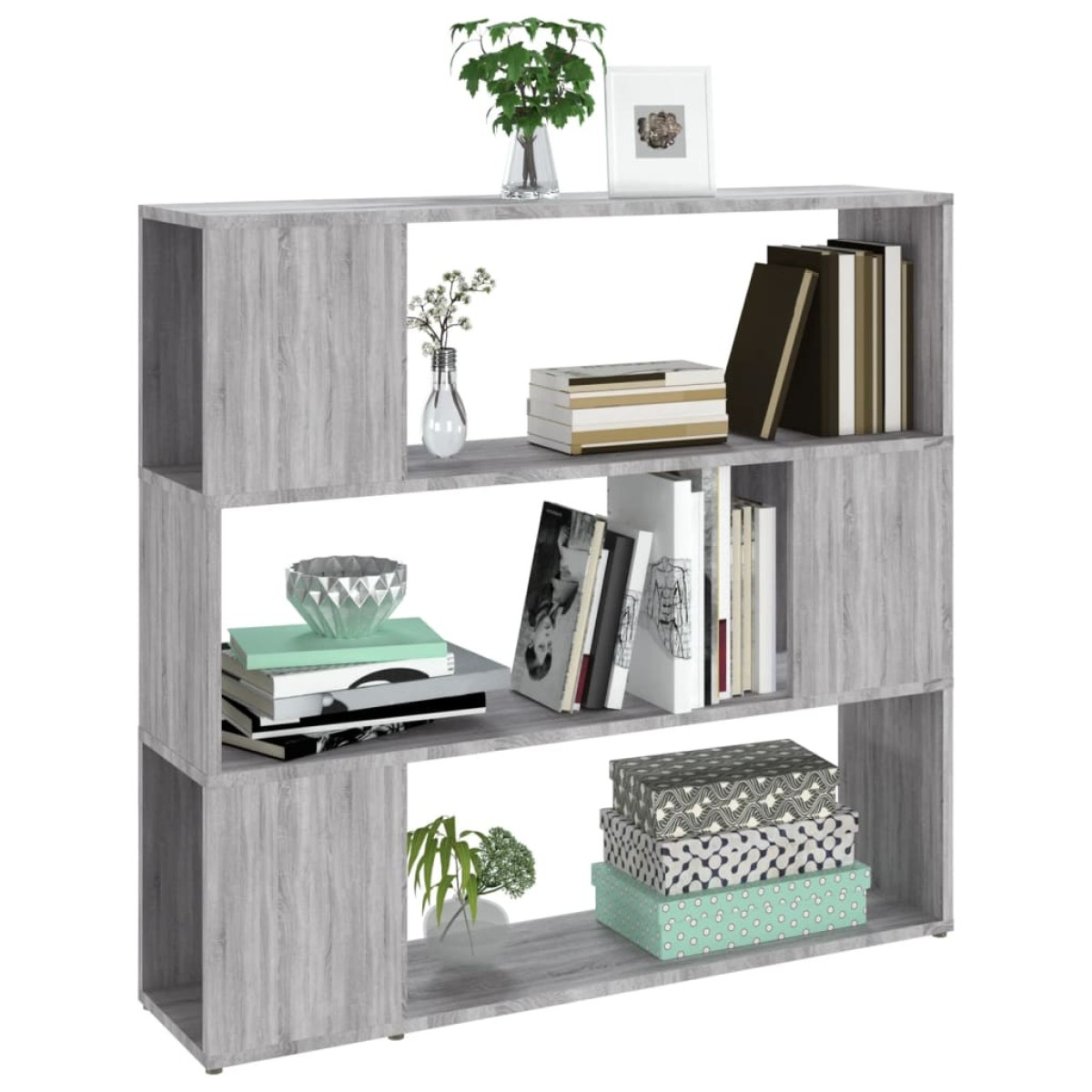 vidaXL Βιβλιοθήκη/Διαχωριστικό Χώρου Γκρι Sonoma 100 x 24 x 94 εκ.