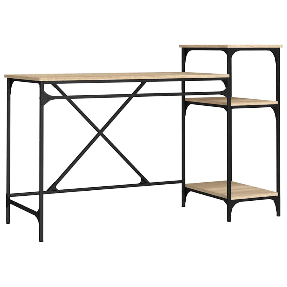 vidaXL Γραφείο με Ράφια Sonoma Δρυς 135x50x90 εκ. Επεξ. Ξύλο/Σίδηρος