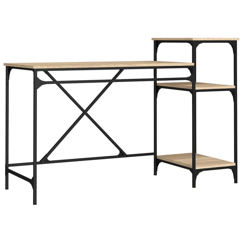 vidaXL Γραφείο με Ράφια Sonoma Δρυς 135x50x90 εκ. Επεξ. Ξύλο/Σίδηρος