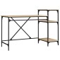 vidaXL Γραφείο με Ράφια Sonoma Δρυς 135x50x90 εκ. Επεξ. Ξύλο/Σίδηρος