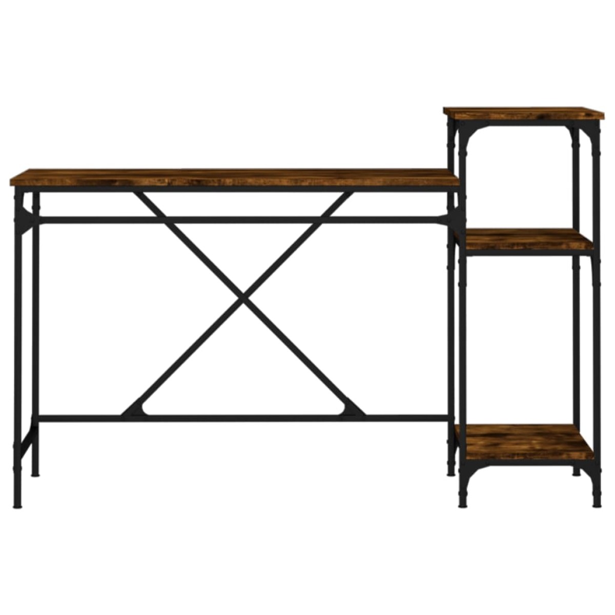 vidaXL Γραφείο με Ράφια Καπνιστή Δρυς 135x50x90 εκ. Επεξ. Ξύλο/Σίδηρος