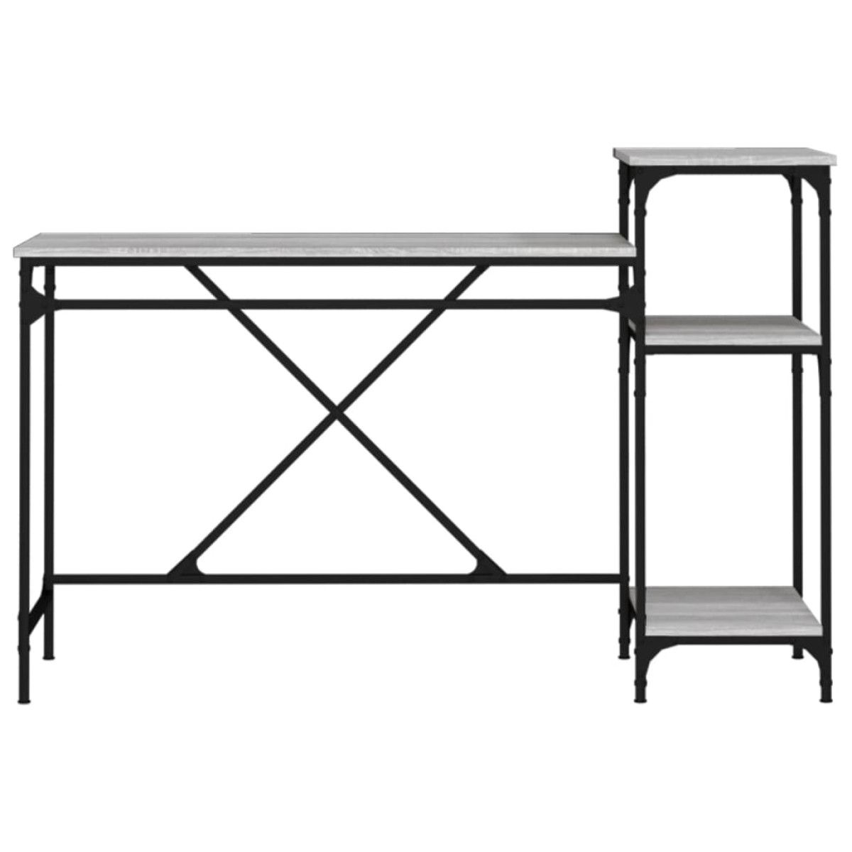 vidaXL Γραφείο με Ράφια Γκρι Sonoma 135x50x90 εκ. Επεξ. Ξύλο/Σίδηρος
