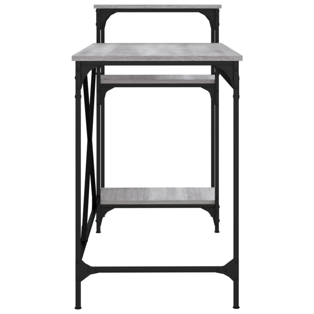 vidaXL Γραφείο με Ράφια Γκρι Sonoma 135x50x90 εκ. Επεξ. Ξύλο/Σίδηρος