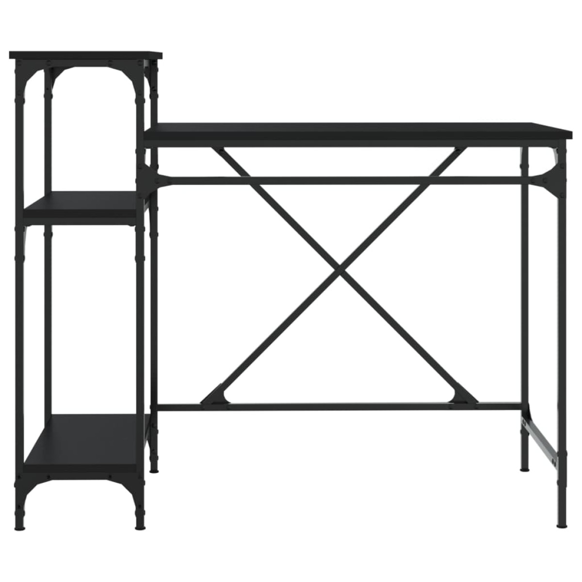 vidaXL Γραφείο με Ράφια Μαύρο 105x50x90 εκ. Επεξ. Ξύλο/Σίδηρος