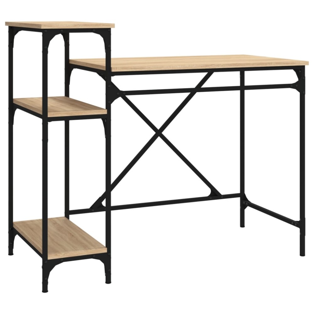 vidaXL Γραφείο με Ράφια Sonoma Δρυς 105x50x90 εκ. Επεξ. Ξύλο/Σίδηρος