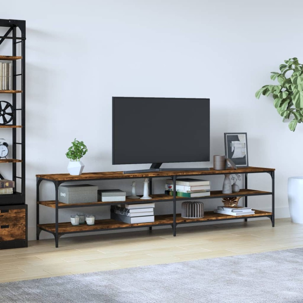 vidaXL Έπιπλο Τηλεόρασης Καπνιστή Δρυς 200x30x50 εκ Επεξ. Ξύλο/Μέταλλο