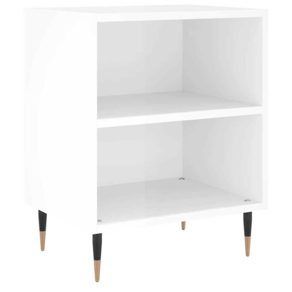 vidaXL Κομοδίνο Γυαλ. Λευκό 40 x 30 x 50 εκ. από Επεξεργασμένο Ξύλο