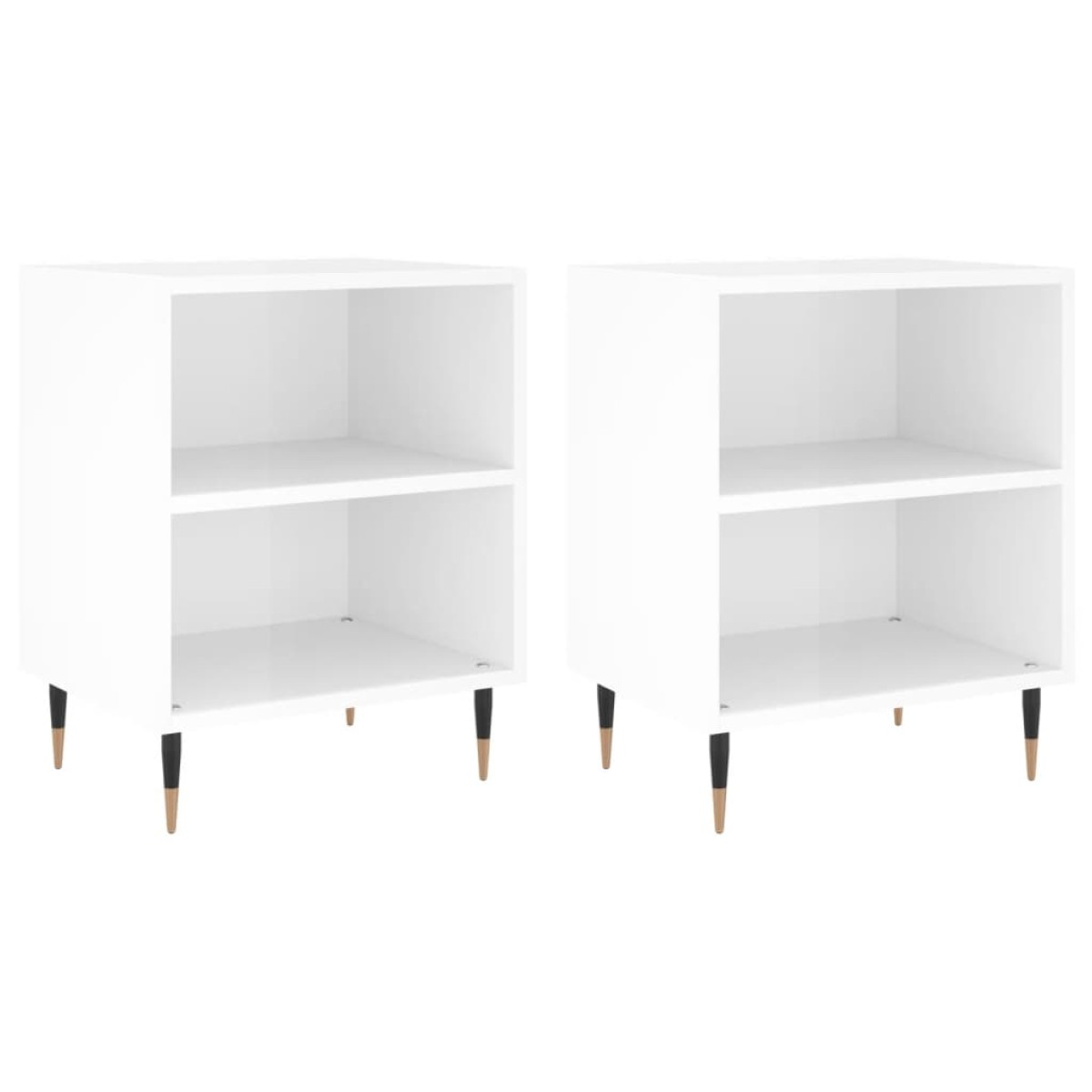 vidaXL Κομοδίνα 2 τεμ. Γυαλ. Λευκά 40x30x50 εκ. από Επεξεργασμένο Ξύλο