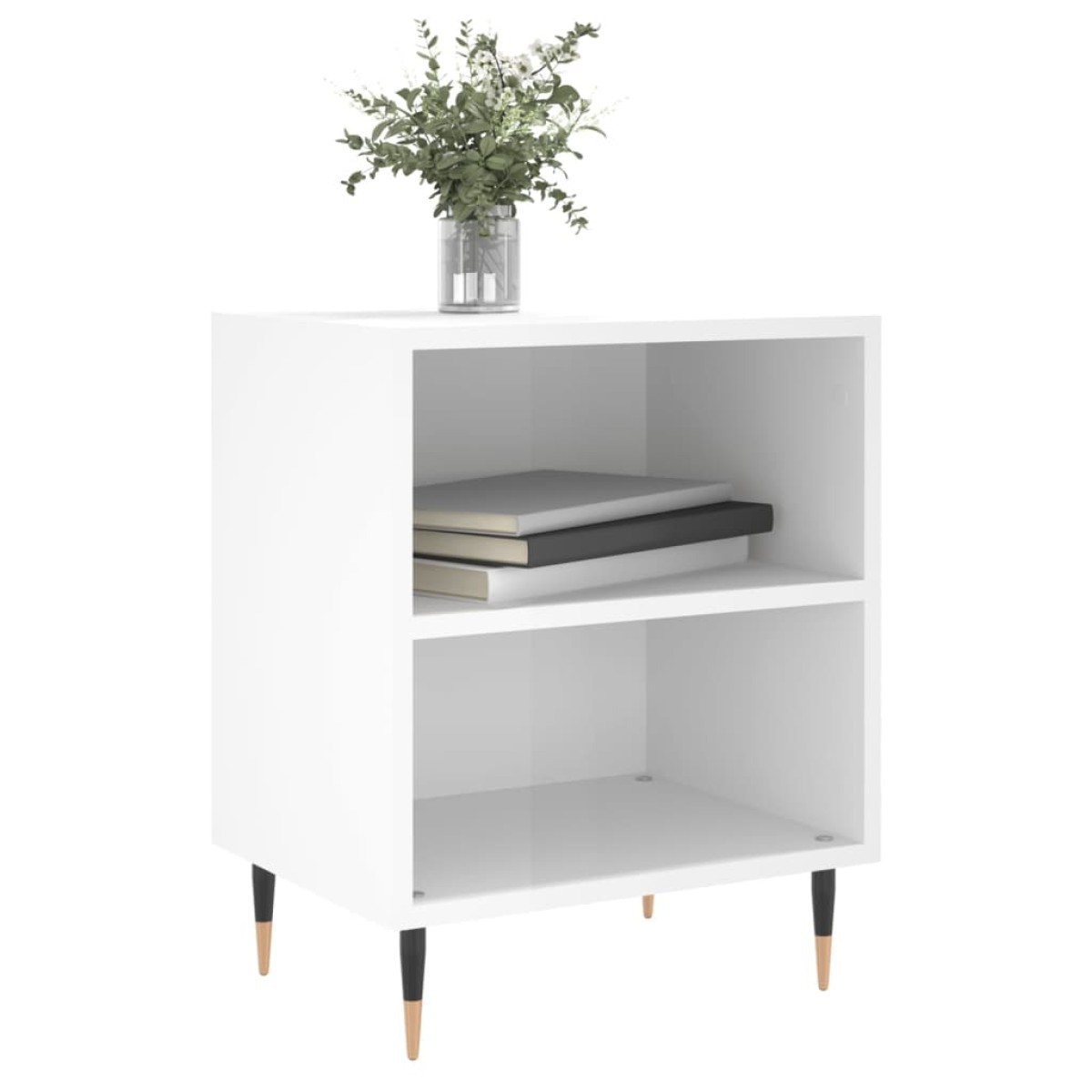 vidaXL Κομοδίνα 2 τεμ. Γυαλ. Λευκά 40x30x50 εκ. από Επεξεργασμένο Ξύλο